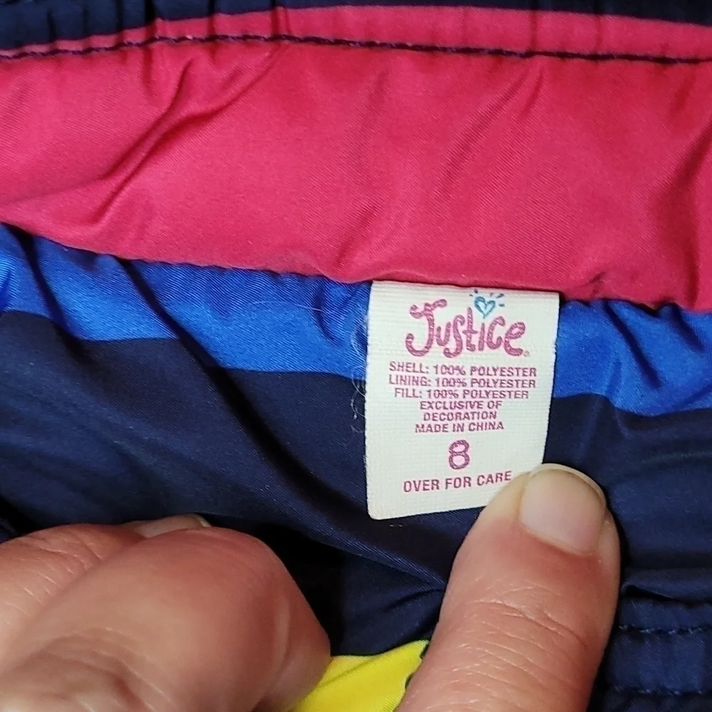 Justice reversible Navy puff vest Size 8